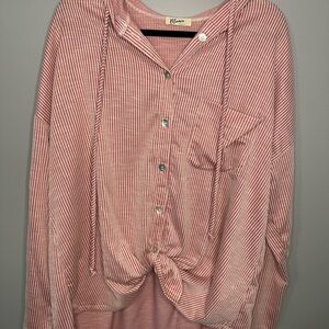 Blanc Women's Pink Striped Blouse